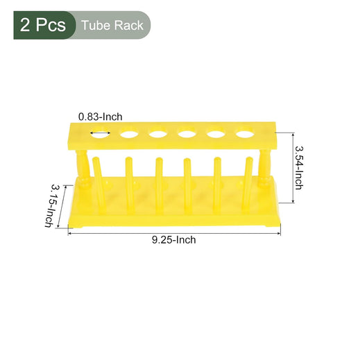 YOKIVE 2Pcs Tube Rack, 6 Pins Plastic Test Tube Rack Holder | Great for 18-21mm Lab Test Tube(Yellow, 6-Sockets)