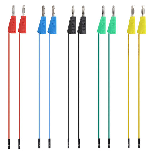 Sumnacon Banana Plug Breadboard Wires 10Pcs Stackable Banana Plug to Jumper Wires Flexible Breadboard Female Jumper Cables Silicone Breadboard Jumper Leads for Power Connecting&Multimeter Testing