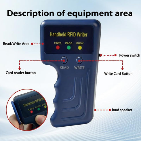 FIYYIA 125khz 5 T5577 5 Handheld RFID Reader Writer,AWID and HID Copier with Keyfobs & White Cards