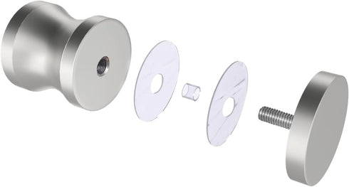CKB Bathroom Shower Glass Round Single Sided Door Knob, Polished Steel with Solid 304 Stainless Steel Handle Pull