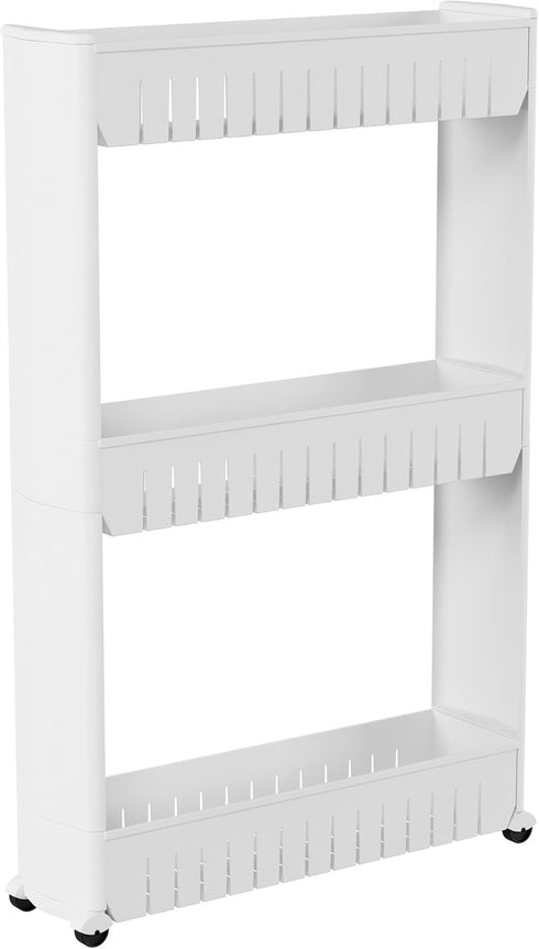 3 Lavish Home Tier Shelf Rolling Cart - Narrow-Space Kitchen or Bathroom Shelf Organizer Cart - Slim Slide-Out Storage