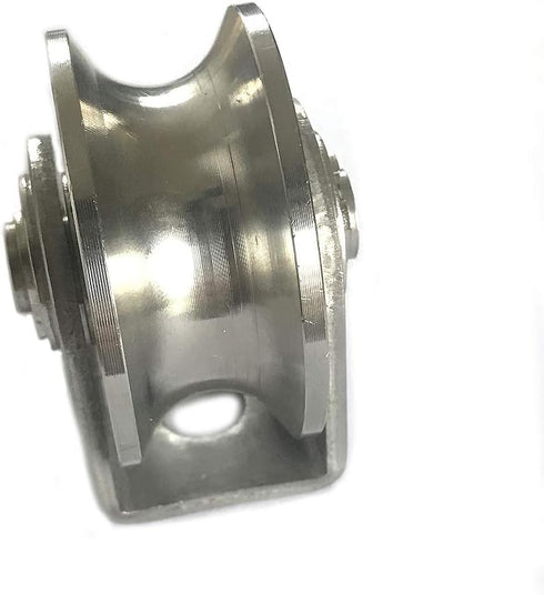 Chiloskit Sliding Gate 304 Stainless Steel Roller Wheel Bearings, 2 inch U Groove Pulley Wheels for Swing/Sliding Gate