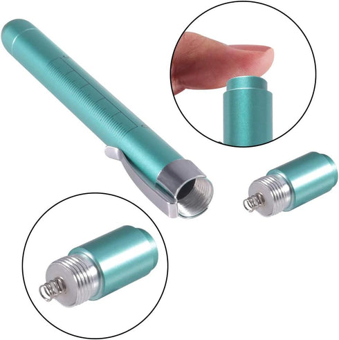 Aokin Medical Pen Light for Nurse Doctor, Reusable LED Flashlight with Pupil Gauge and Ruler, White Light, Teal