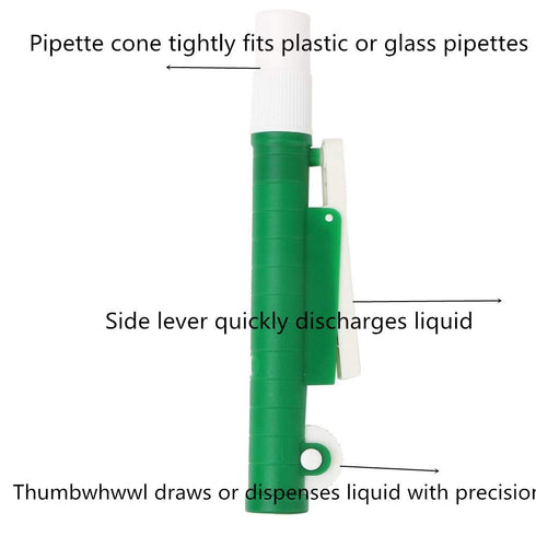 Pipette Pipet Pump, 10ml Green Filler for Disposable Plastic and Glass Pipettes