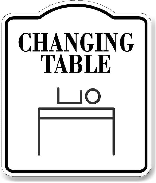 CHANGING TABLE ELEGANT WHITE Aluminum Composite Sign 8.5 x 10 inches