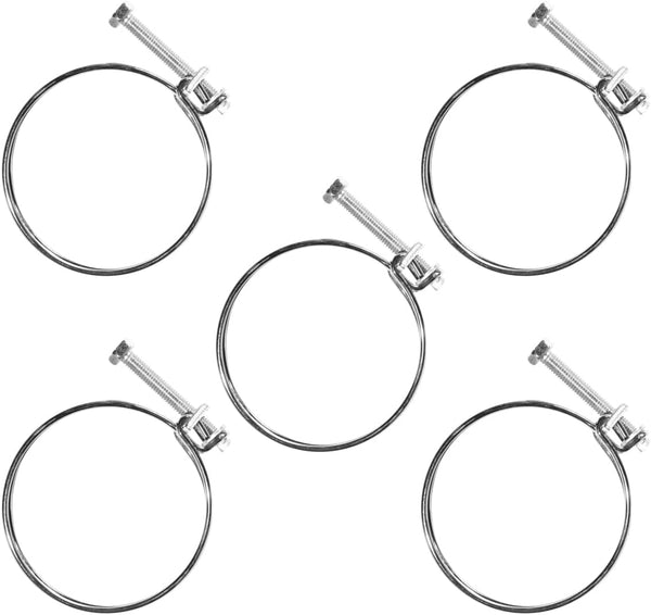 POWERTEC 70214 1-1/2 Inch Adjustable Double Wire Hose Clamp - 5 Pack for Pool, Spa & Pipe (Color May Vary)