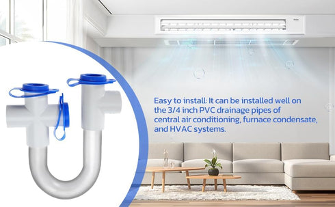 1Pack 3/4" Standard Condensate Trap with 16" Cleaning Brush for HVAC Systems, PVC Transparent U Trap
