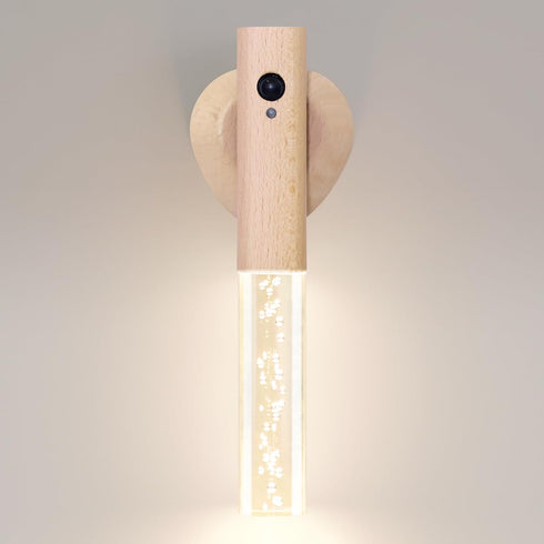 HAANGWAN Motion Sensor Night Light Indoor, Rechargeable Night Light Wall Sconce Wooden Set