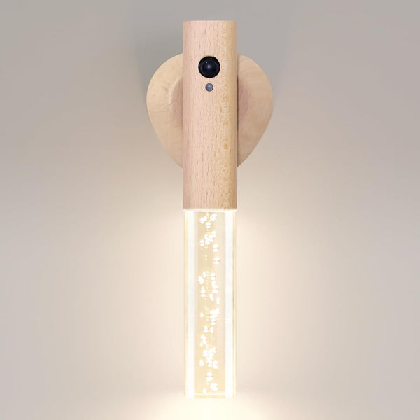 HAANGWAN Motion Sensor Night Light Indoor, Rechargeable Night Light Wall Sconce Wooden Set