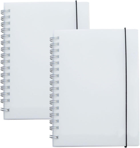 Yansanido 2 Pcs A6 Clear Graph Paper Hardcover Spiral Notebooks, 5.7 Inch x 4.1 Inch, 160 Pages (80 Sheets) Thick Paper