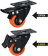 2" Caster Wheels - Orange Polyurethane Castors, Set of 4 Locking Casters for Furniture and Workbench