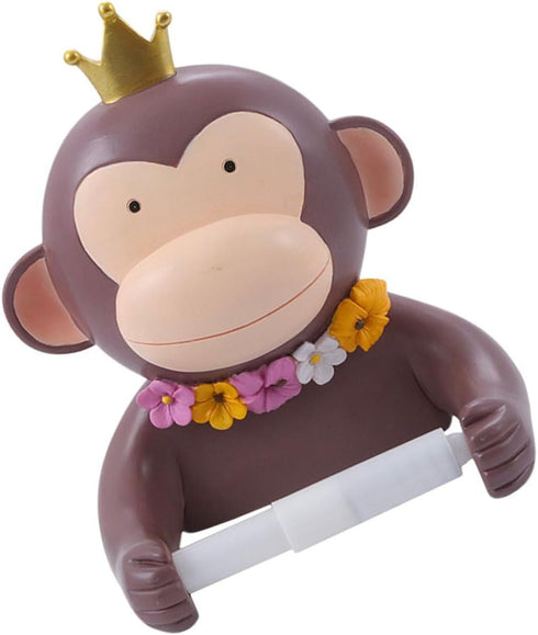 WOONEKY Wall Mounted Monkey Tissue Rack Cartoon Design Toilet Paper Holder Decorative
