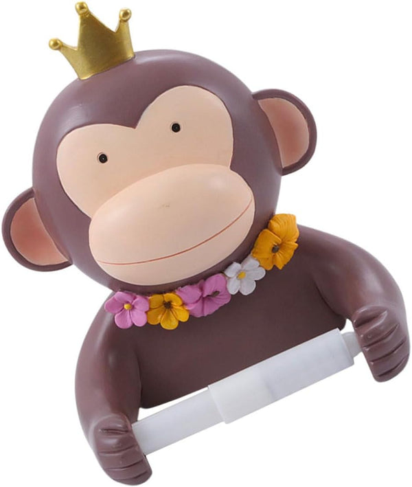WOONEKY Wall Mounted Monkey Tissue Rack Cartoon Design Toilet Paper Holder Decorative