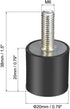 uxcell M6 Thread Rubber Mounts, Vibration Isolators, Cylindrical Shock Absorber with Studs, 20mm x 20mm, 4pcs