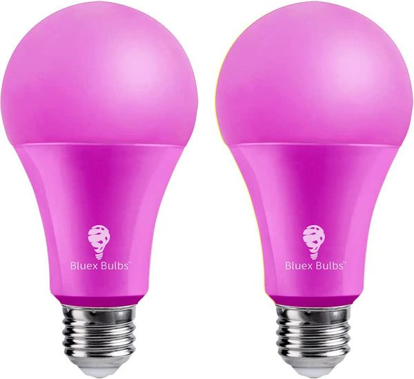 2 Pack BlueX LED A21 Pink Light Bulbs, 15W (120Watt Equivalent), E26 Base, Party Decoration, Holiday Lighting