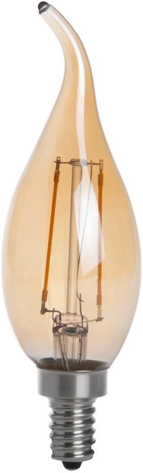 HERO-LED CA10-DSGT-2W-WW22 Dimmable CA10 E12 2W Bulb, 25W 2200K 4-Pack Gold Tint Candelabra Style LED Filament