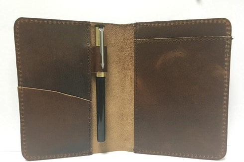 Journal Cover, Rustic Leather for Top Bound Memo Books, 3.5 x 5.5 inch, Handmade Spiral Notebook Cover, Refillable