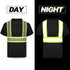 HYCOPROT High Vis Reflective T Shirt, Short Sleeve Safety Mesh Quick Dry Shirts (Black, Large)