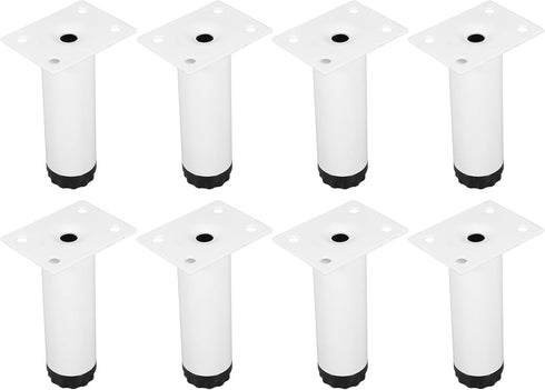 Luxshiny 8pcs Adjustable Round Metal Furniture Legs White, Height Adjustable Replacement Sofa
