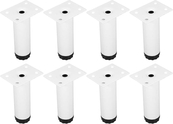 Luxshiny 8pcs Adjustable Round Metal Furniture Legs White, Height Adjustable Replacement Sofa