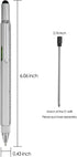 HeTaoCat Gifts Multi Tech Tool Pen 6 in 1 Stylus Pen - Screwdriver Pen with Ruler, Levelgauge, Ballpoint Pen (Silver)