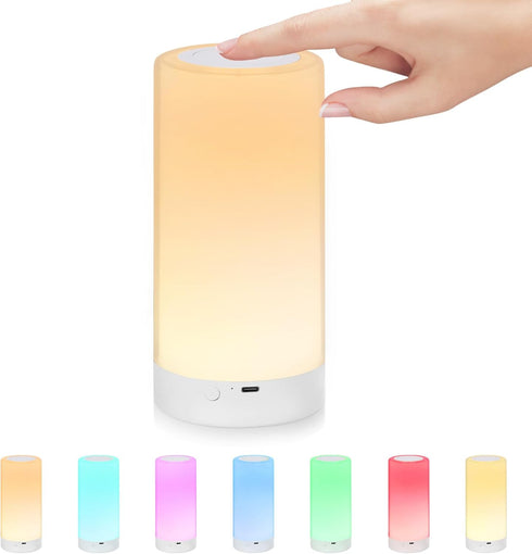 UNIFUN Table Lamp, Touch Sensor Bedside Lamps, Dimmable Warm White Light & Color