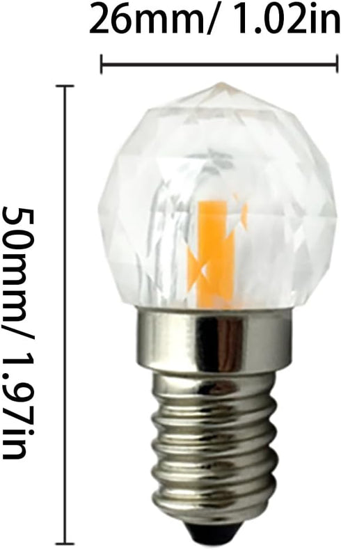E14 2W LED Bulb Mini Globe Crystal Light (20W Equivalent) E14 Candle Base Chandeliers Light Glass Cob Decorative Light for Home Lighting Ceiling Fan Warm White 3000K AC110V Dimmable 6 Pack by BesYouSel