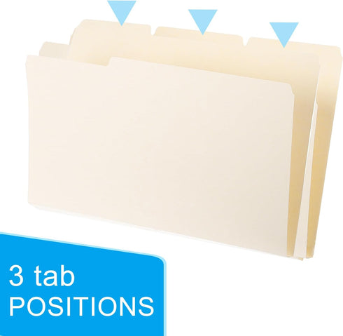 PATIKIL 25pcs Manila Folders, Legal Size Manila File Folders 1/3 Cut Paper Organizer Bulk for Classroom Home Office,