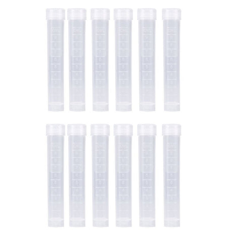 Honbay 12pcs 10ml Plastic Test Tubes, Screw Cap Vial Container with White Seal Cap