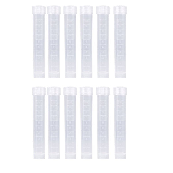 Honbay 12pcs 10ml Plastic Test Tubes, Screw Cap Vial Container with White Seal Cap