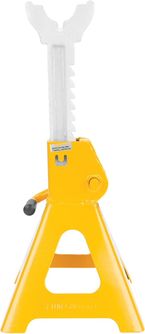 Performance Tool Ratchet Style Jack Stand Set, 3-Ton, Yellow, for Lifting Vehicles During Maintenance