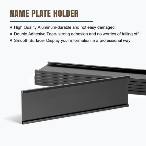 Lenink 6 Pack Name Plate Holder, Office Door Adhesive Wall Mount for Meeting Room, Business Department (8” X 2”, Black)