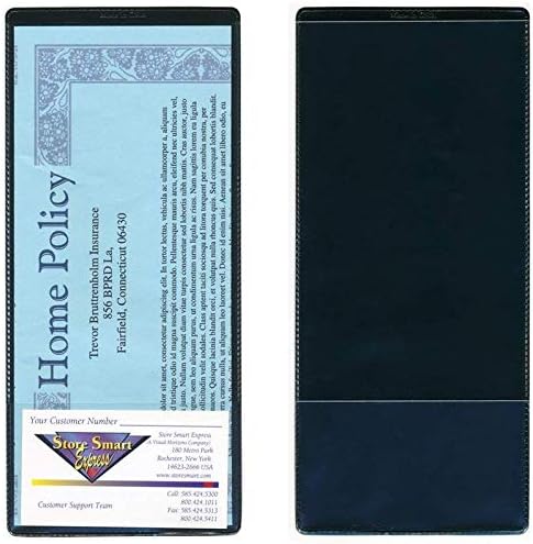 StoreSMART Black Plastic Policy / Lotto Ticket Holders with Business Card Pocket - INS30-BK-1 BLACK (2 Pack)