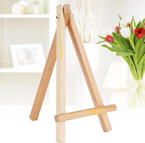 Tofficu 10pcs Wooden Art Easel Tabletop Mini Easel Stand for Home Decoration, Lock and Key Charms, Bamboo Pine