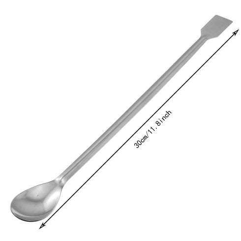 Lab Spoon RLECS 2PCS Extended 30cm/11.8 inch Stainless Steel Sampling Spoons, 2 in 1 Lab Spatula, Lab Spoon Spatula, Laboratory Sampling Spoon Mixing Spatula, Reagent Sampling Spoon