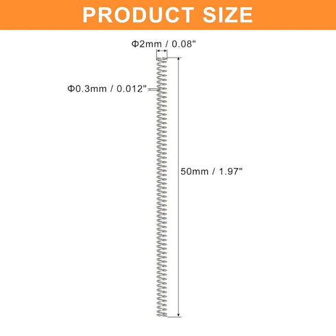 uxcell 5Pcs Compression Spring, Wire Diameter 0.012", 304 Stainless Steel Coil Mechanical Spring, Silver