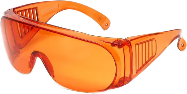 Calabria Orange Fitover Dental Safety Glasses, Protection for Teeth Whitening LED Light, Blue/Red Light Goggles