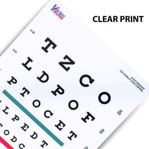 Snellen Chart with Red Green Lines - 10 Feet