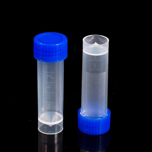 5ml Lab Plastic Frozen Test Tubes, 200PCS Self-Standing Cryo Vial with Screw Caps for Long Term Freezing