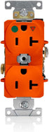 Leviton 8300-OIG 20-Amp, 125V Hospital Grade Duplex Receptacle, Narrow Body, Isolated Ground, Orange