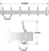 Wall Mounted 16 Inch Coat Hanger Rack, 6 Hooks Aluminum Alloy Silver for Kitchen Bathroom
