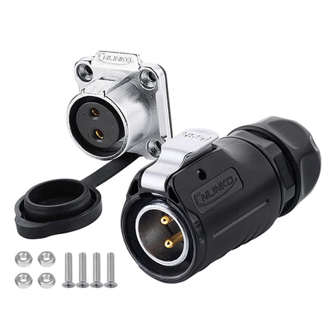 CNLINKO LP20 Series IP68 Waterproof Connector, 20A 500V 2pin Male and Female LED Outdoor Power Connector (2 pin)