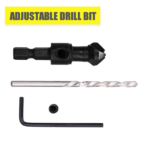 Countersink Drill Bit Set with 1/4 Hex Shank, HSS4241#6/10/13/16 Drill Bits with Hex Key Wrench - 4 PCS