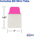 Avery Mini Ultra Tabs, 1" x 1.5", 2-Side Writable, Assorted Neon Colors, 80 Repositionable Tabs