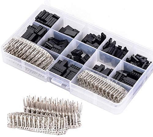 CHENBO 620pcs 2.54mm/0.1" Wire Jumper Cable Pin Header Connector Housing Assortment Kit with Male Female Crimp Pins.