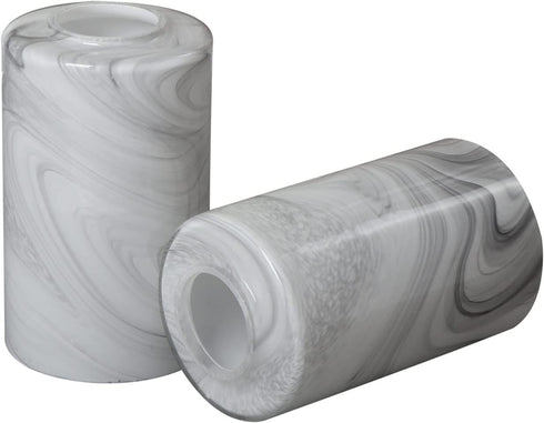 2 Pack White Marble Glass Cylinder Lamp Shade with 1 5/8 inch