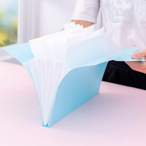 Expanding File Folders, Blue 5 Layer Document Folder, PVC Plastic Envelope with Magnetic Closure