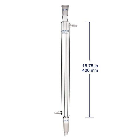 Borosilicate Glass Liebig Condenser, 400mm Jacket Length, 24/40 Joint Lab Glass Condenser