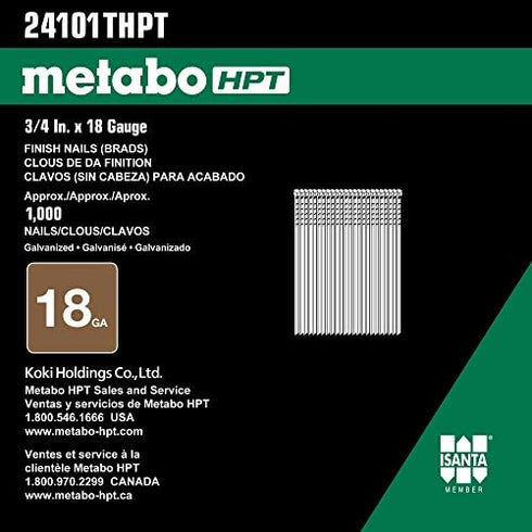 Metabo HPT 3/4 Inch 18 Gauge Brad Finish Nail - 1,000 Count | 24101THPT