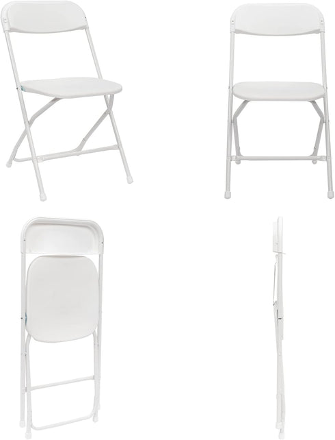 Volowoo Commercial 260lb. 4pcs) Folding Plastic Chair, Indoor Outdoor Portable Stackable Seat with Steel Frame Capacity
